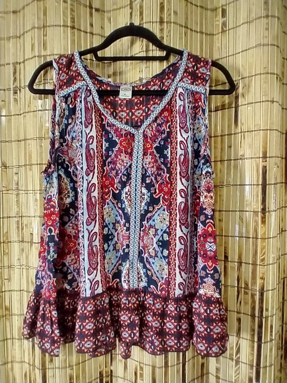 Bila 77 Paisley & Geometric Print Peasant Tank Top XL